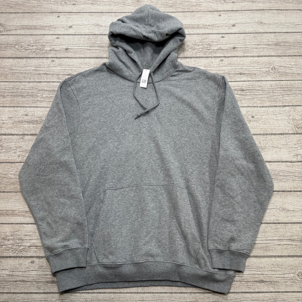 NEW GAP Hoodie Men's XL Gray Loose Fleece Lined Pullover Sweatshirt Training Gym